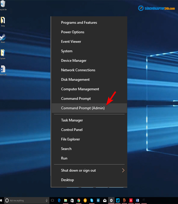 Sử dụng phím tắt Windows + X để mở  Command Prompt( Admin)